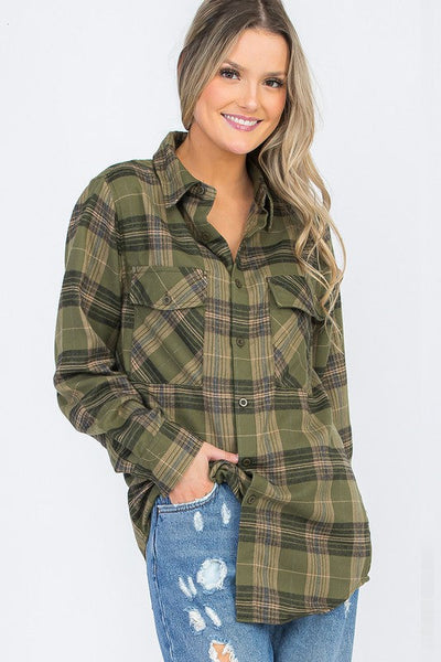 S-The Olivia Plaid Flannel Shirt