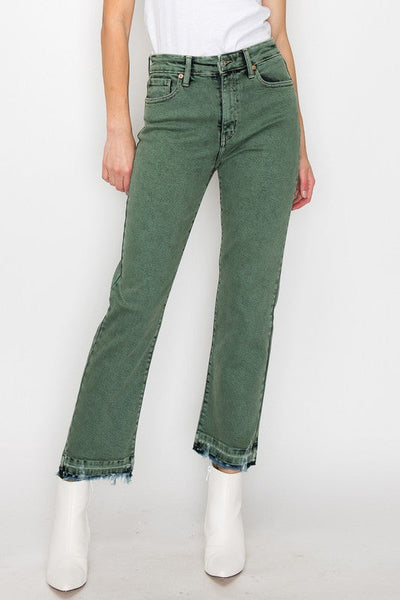 S-HIGH RISE STRAIGHT BLEACHED OLIVE JEANS