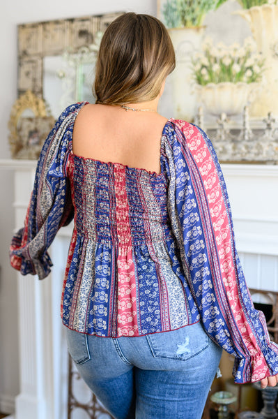 S-Afternoon Tea Smocked Long Sleeve Blouse