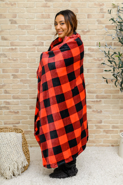 S-Buffalo Plaid Blanket In Red & Black