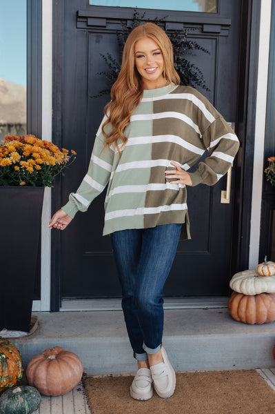 S-Can't Decide Color Block Striped Sweater