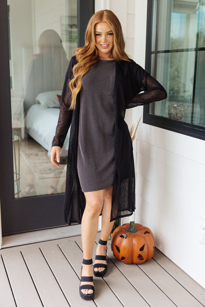 S-Everyday Favorite Ribbed Knit Dress in Black