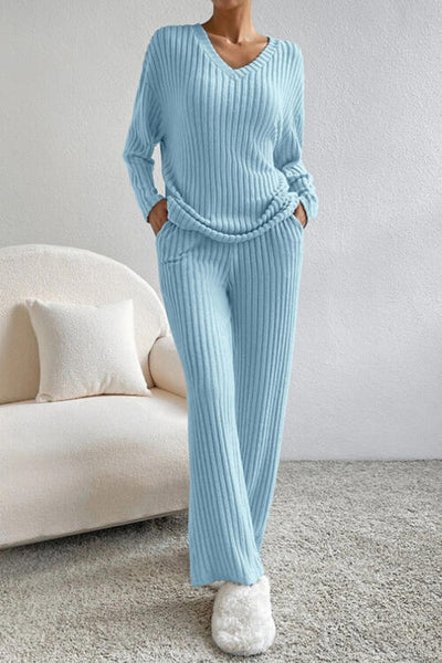 The Maylee Cozy Ribbed Hacci Knit Lounge Set