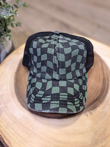 MA223 Checkered Criss Cross Hat (3 colors) - Rustik Sage Boutique