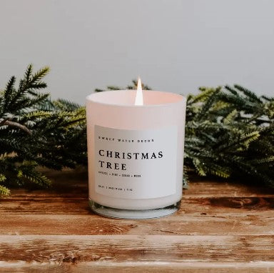 Christmas Tree Soy Candle - White Jar - 11 oz