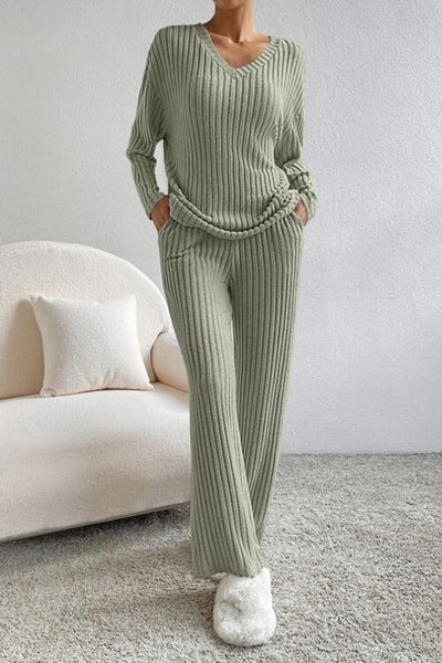 The Maylee Cozy Ribbed Hacci Knit Lounge Set