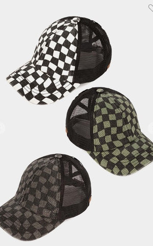 MA223 Checkered Criss Cross Hat (3 colors) - Rustik Sage Boutique