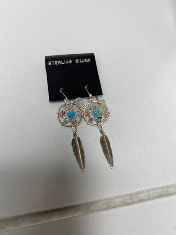 S128 M&S Sterling Silver Dreamcatcher Feather Earrings *Final Sale* - Rustik Sage Boutique