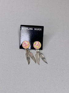 S125 M&S Sterling Silver Pink Feather Earrings *Final Sale* - Rustik Sage Boutique