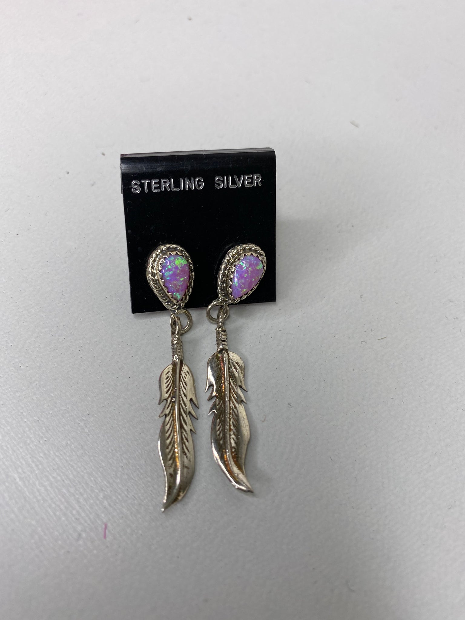 S126 M&S Sterling Silver Purple Feather Earrings *Final Sale* - Rustik Sage Boutique