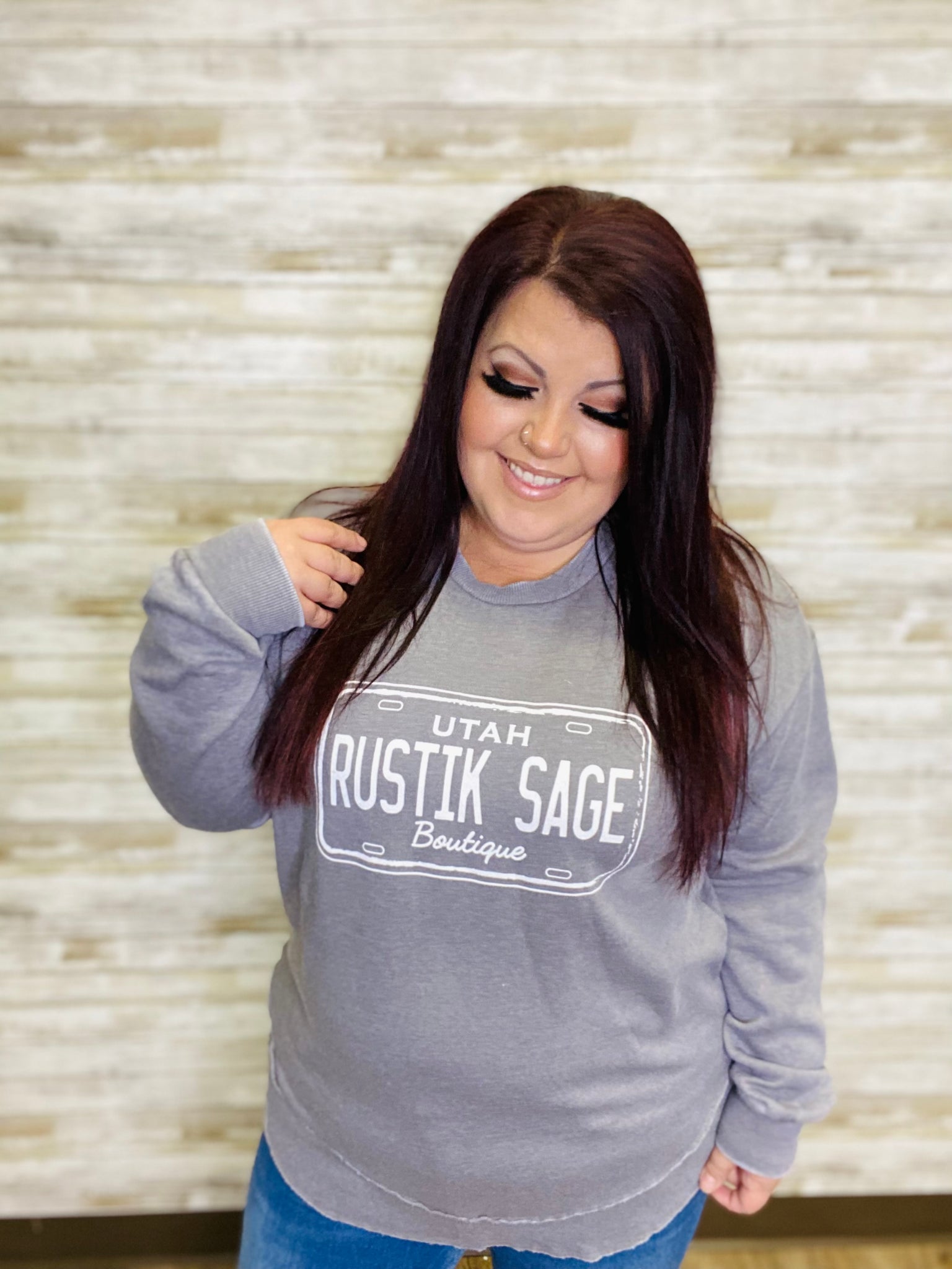 Rustik Sage Grey Fleece Pullover Sweatshirt - Rustik Sage Boutique